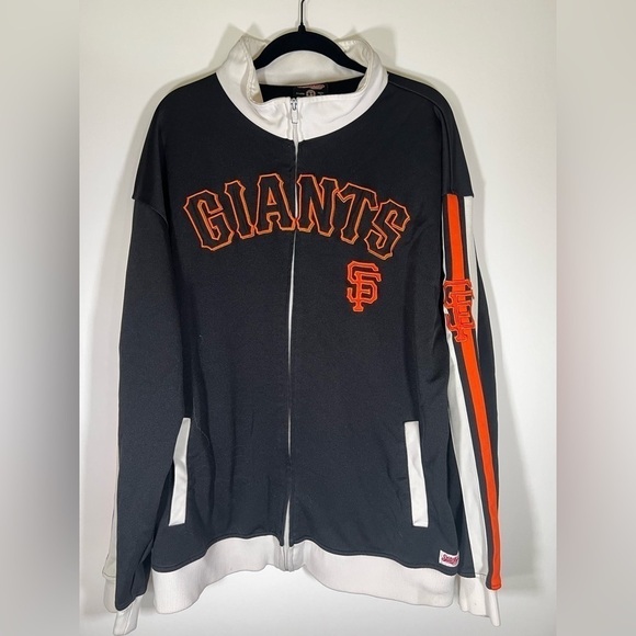 Stitches San Francisco Giants embroidered zip up track jacket sz 2XL arm stripes - Picture 1 of 10